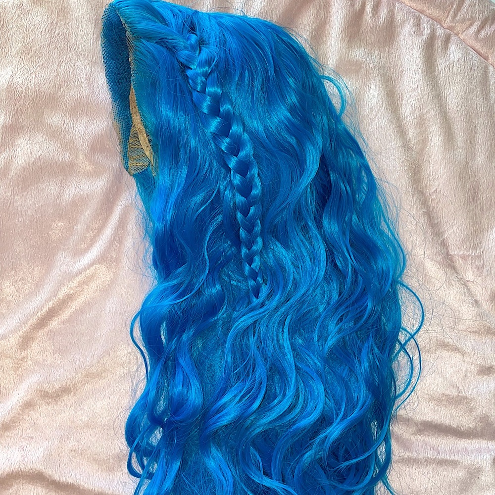 Bright blue lace front wig, cosplay, festival
